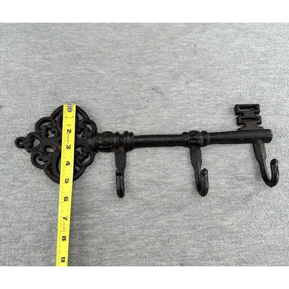 Wall Mounted Black Heavy Skeleton Key 3 Hook Key Holder I - Picture 5 of 7